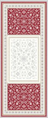 Tissus Toselli Jacquard takelis HIMALAYA ecru rouge 170 x 50 cm