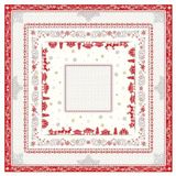 Tissus Toselli Jacquard staltiesė MINUIT Ecru Rouge žiema 100x100 