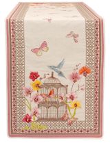 Tissus Toselli Jacquard takelis JARDIN Ecru Rose 170x50cm 