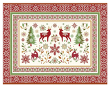 Tissus Toselli Jacquard padėkliukas VALLEE rouge vert 50 x 37 cm