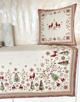 Tissus Toselli Jacquard  staltiesė VALLEE Rouge Vert 140x140 