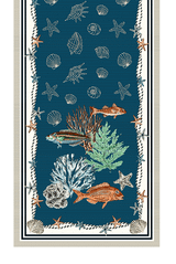 Tissus Toselli Jacquard takelis BONIFACIO bleu 170 x 50 cm