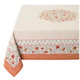 Tissus Toselli Jacquard staltiesė AUBRAC ecru orange 145 x 260 cm