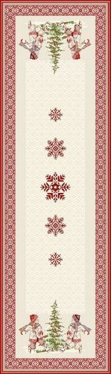 Tissus Toselli Jacquard takelis LUGEUR Ecru Rouge 170x50 