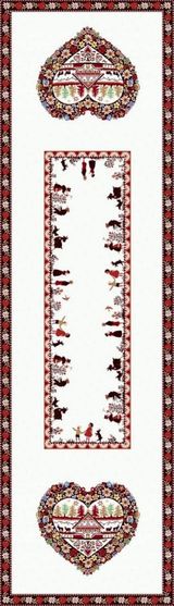 Tissus Toselli takelis MONTAGNE  PLAGNE  ECRU Rouge 170x50 