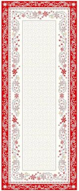 Tissus Toselli Jacquard  takelis MONTAGNE Minuit Ecru Rouge 170x50 