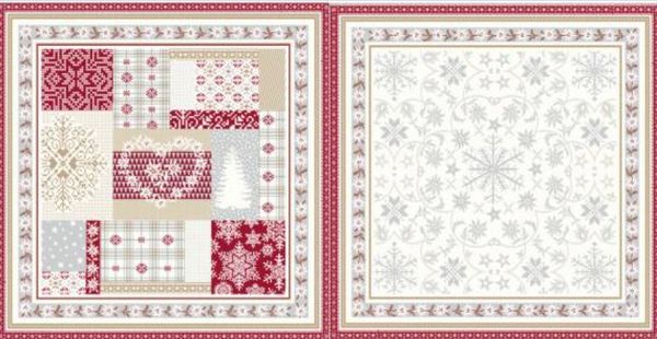 Tissus Toselli Jacquard pagalvės užvalkalas HIMALAYA Ecru Rouge žiema 
