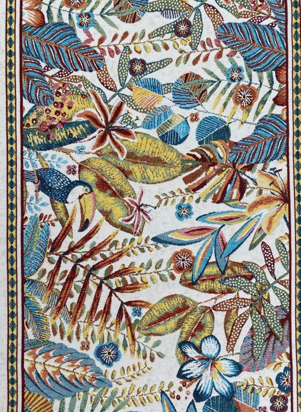 Tissus Toselli Jacquard takelis PORTO Rico Lin Ecru 170x50cm 