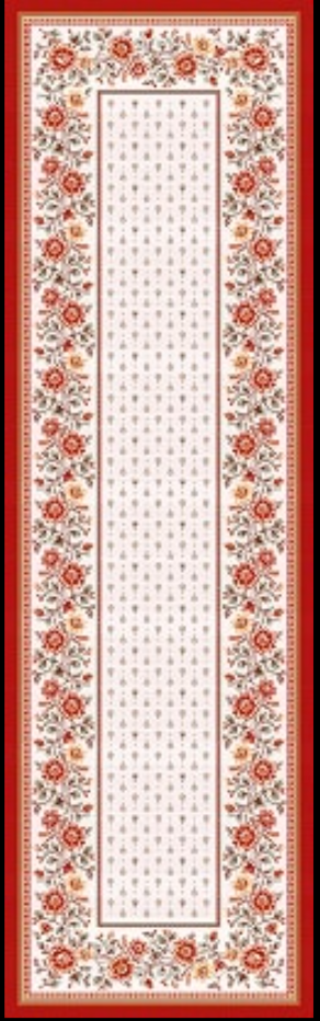 Tissus Toselli Jacquard takelis  MAZAN Ecru Rouge 170x50cm
