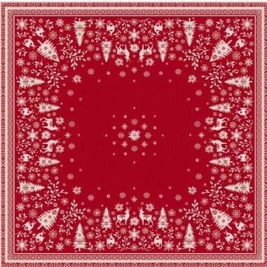 Tissus Toselli Jacquard  staltiesė VALLEE Rouge All žiema 140x250 
