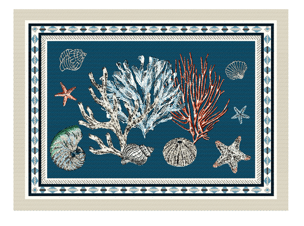 Tissus Toselli Jacquard padėkliukai BONIFACIO bleu 50 x 37 cm 