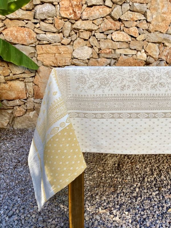 Tissus Toselli Jacquard staltiesė BEAULIEU CURCUMA 150x250cm