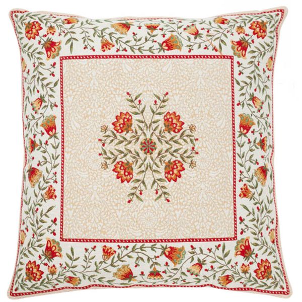 Tissus Toselli Jacquard pagalvės užvalkalas AUBRAC Ecru Orange 45x45cm