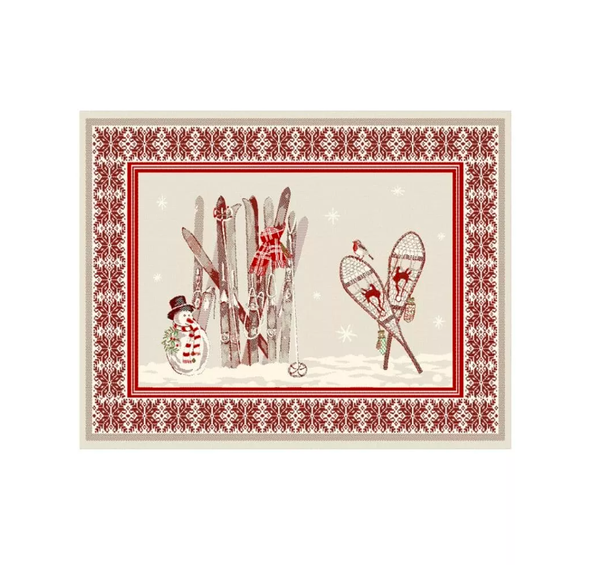 Tissus Toselli žakardiniai padėkliukai LUGEUR ecru rouge 50 x 37 cm 2 vnt