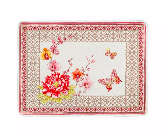Tissus Toselli žakardiniai padėkliukai JARDIN ecru rose 50 x 37 cm 2 vnt