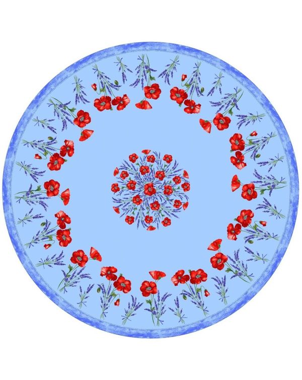 Tissus Toselli staltiesė COQUELICOT lavande bleu 180 Ø