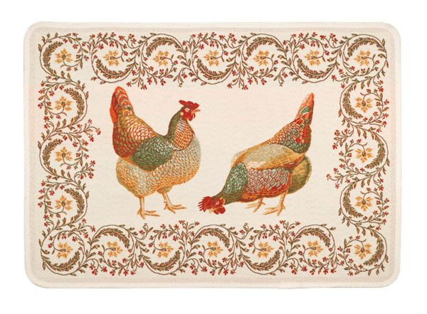 Tissus Toselli Jacquard padėkliukai CHANTECLAIR ecru vert 50 x 37 cm