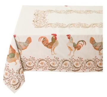 Tissus Toselli Jacquard staltiesė CHANTECLAIR ecru vert 145 x 250 cm