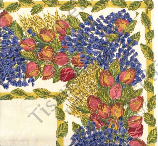 Tissus Toselli  staltiesė Delft Rose Lavande ECRU 140x220 