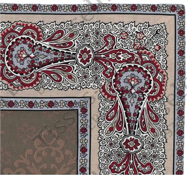 Tissus-Toselli staltiesė DELFT Bastide gris/rouge 140x220