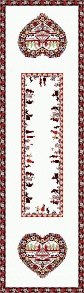 Tissus Toselli takelis MONTAGNE  PLAGNE  ECRU Rouge 170x50 