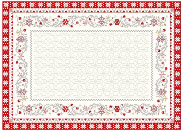 Tissus Toselli Jacquard padėkliukai MINUIT ecru rouge 50 x 37 cm