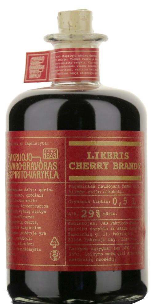 Pakruojo dvaro spirito varyklos likeris "Cherry brandy" 0,5 L