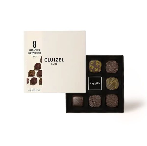 Michel Cluizel juodojo ir pieniško šokolado saldainių asorti „Coffret N°8 Ganache & Praliné“ 85 g