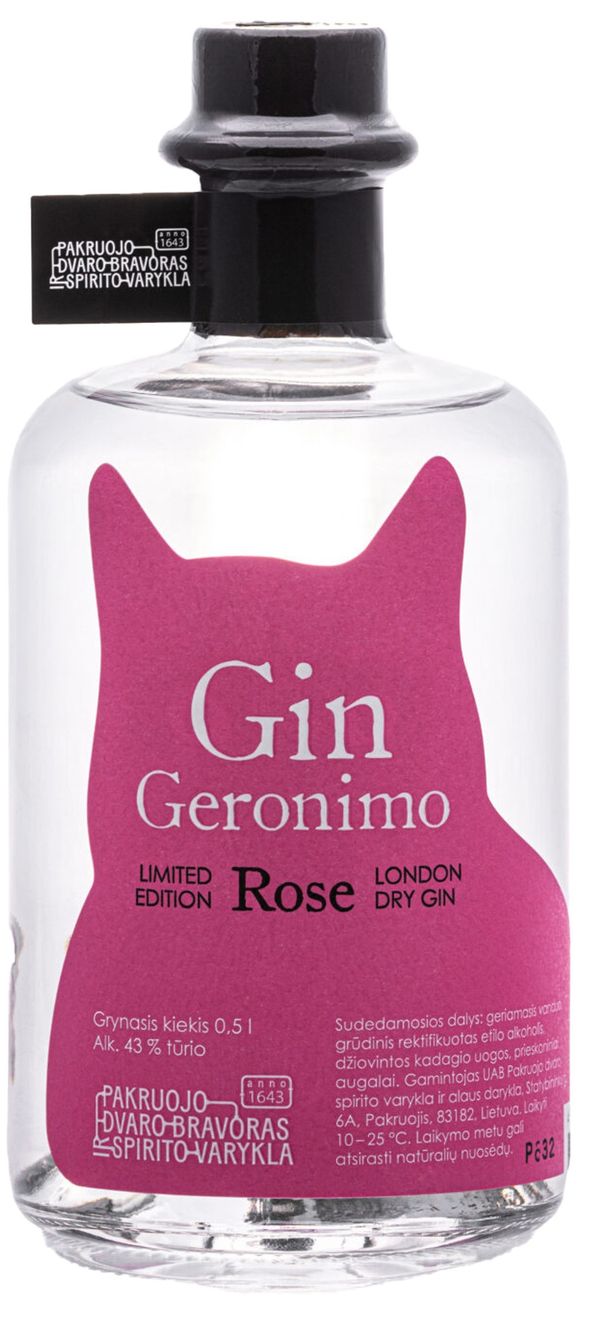 Pakruojo Dvaro London dry Džinas „Geronimo Rose" 0,5 L