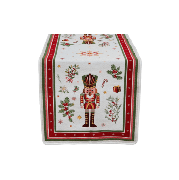 Tissus Toselli žakardinis takelis CASSE-NOISETTE blanc 100 x 40 cm